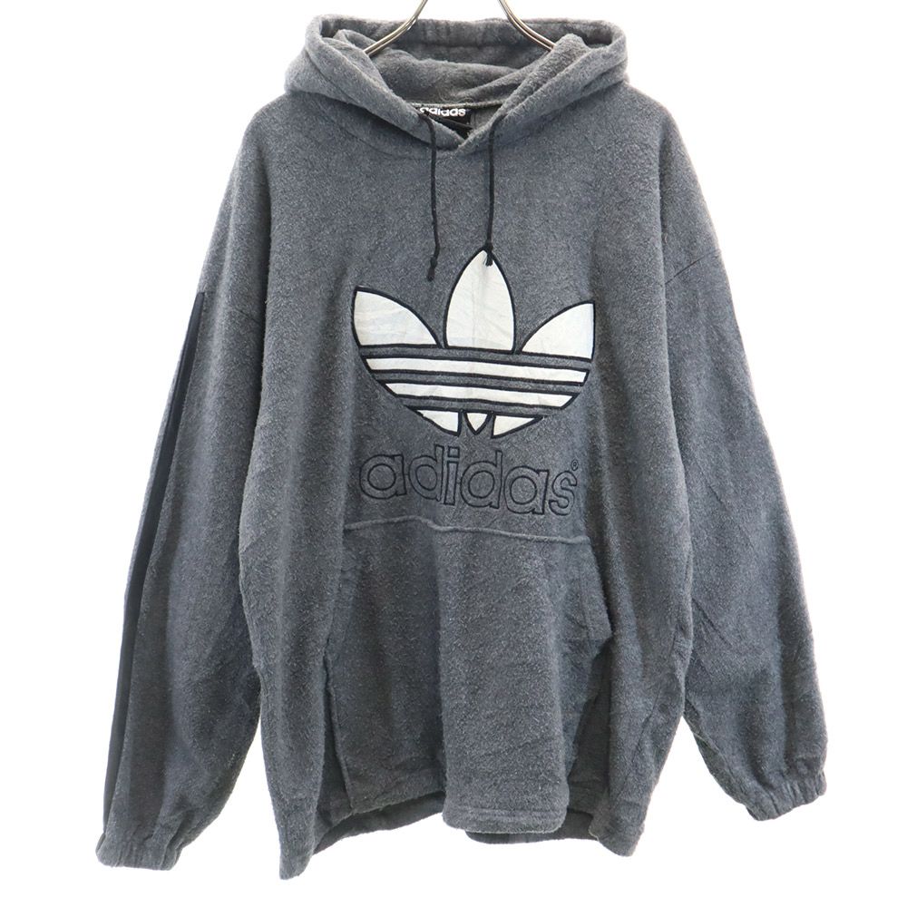 adidas アディダス 80s ヴィンテージ 長袖 起毛 パーカー グレー プルオーバー メンズ