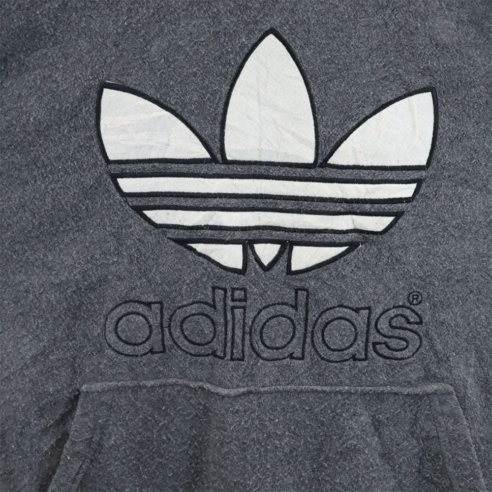 adidas アディダス 80s ヴィンテージ 長袖 起毛 パーカー グレー プルオーバー メンズ