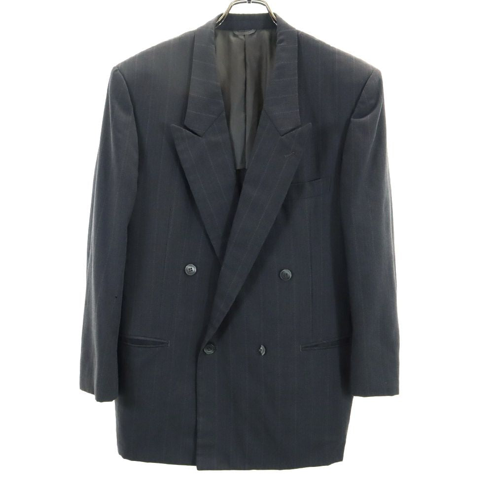 LANVIN ランバン ウール ストライプ柄 ダブル スーツ 上下 セットアップ M48-35/M48-35-85 グレー Studio メンズ