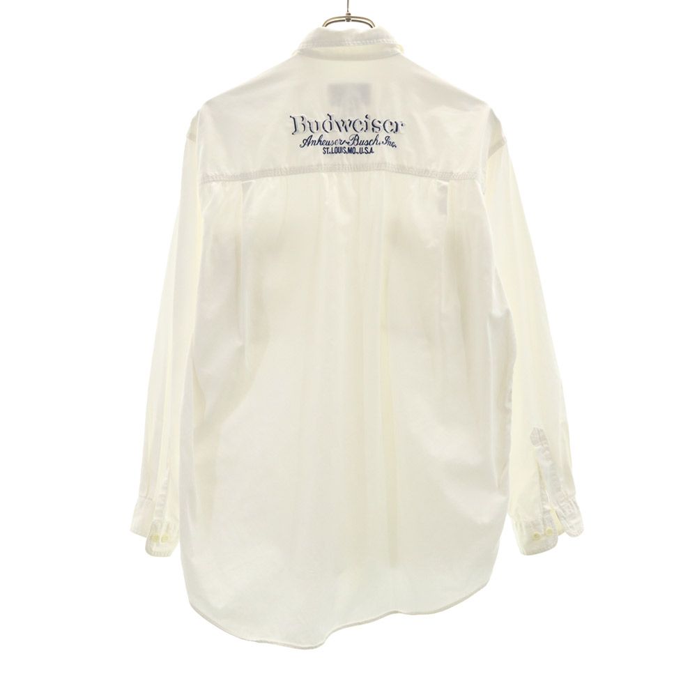 Budweiser バドワイザー 80s 90s オールド 長袖 コットンシャツ M ホワイト系 メンズ