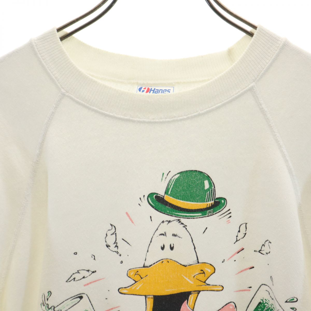Hanes ヘインズ 80s USA製 ヴィンテージ 長袖 トレーナー L ホワイト系 スウェット 裏起毛 メンズ