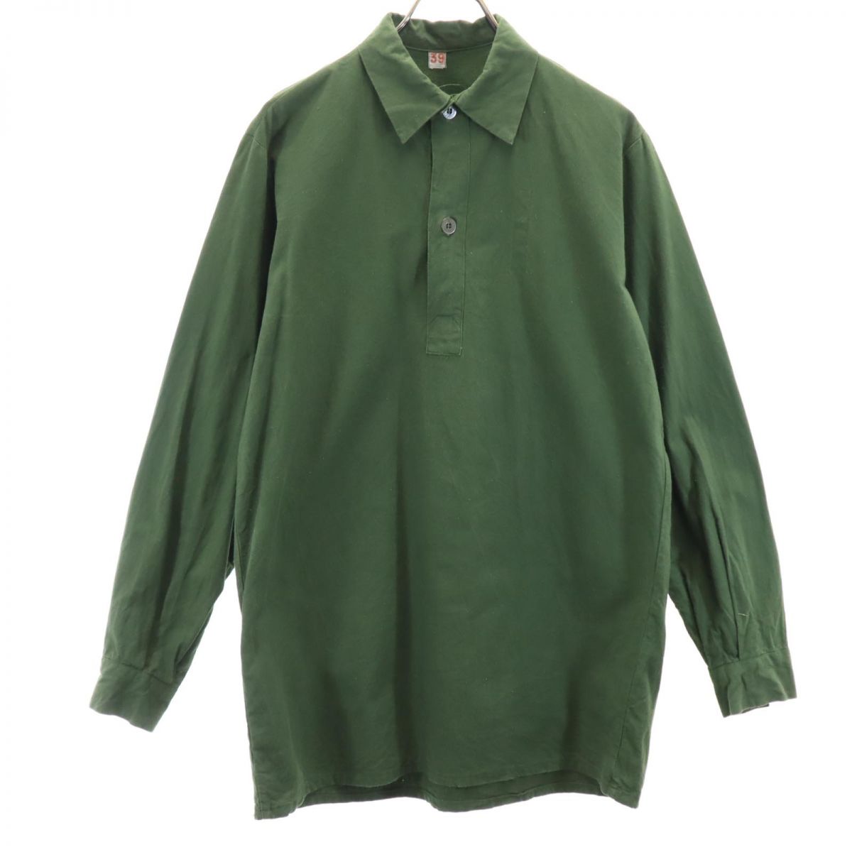 Euro Military ユーロミリタリー ヴィンテージ 長袖 ハーフボタン シャツ カーキ ミリタリー メンズ