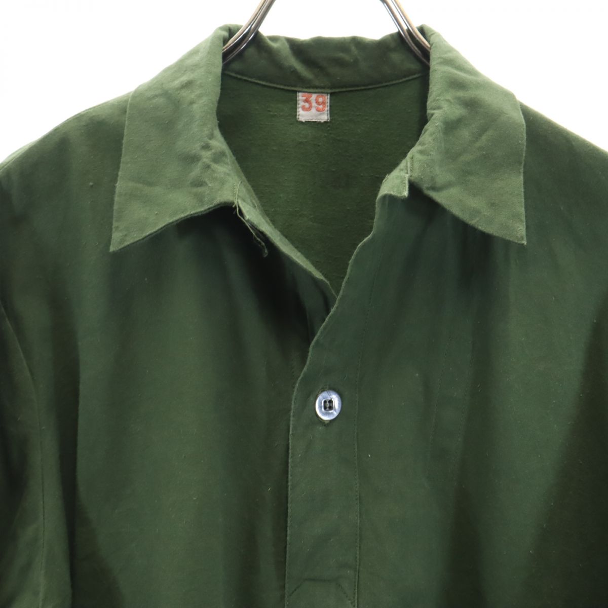 Euro Military ユーロミリタリー ヴィンテージ 長袖 ハーフボタン シャツ カーキ ミリタリー メンズ