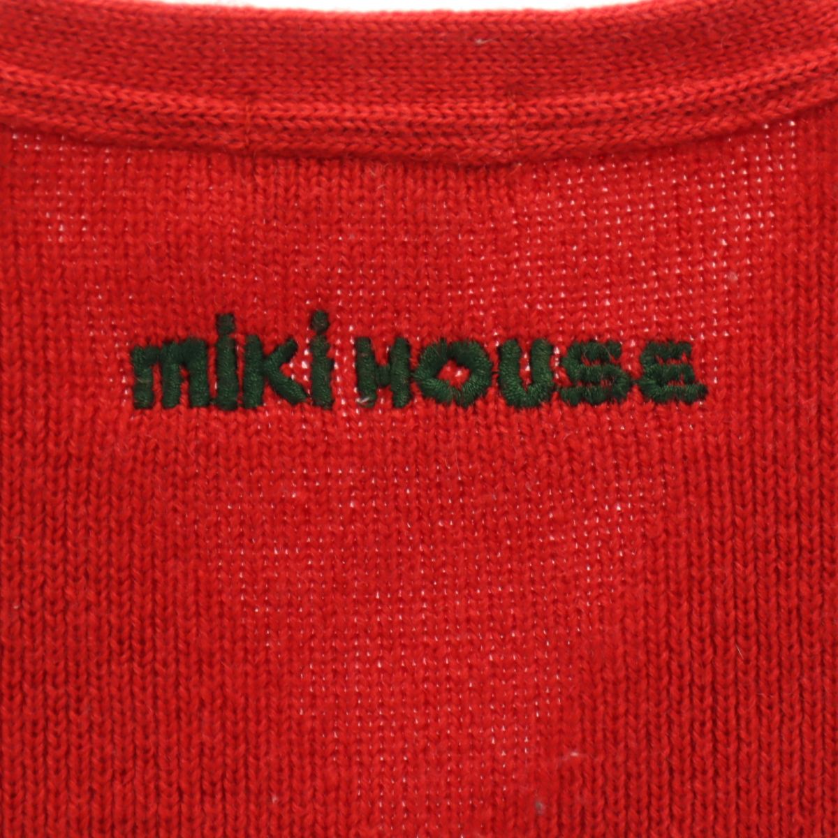 mikihouse ミキハウス 長袖 Vネック ニット カーディガン L レッド 野球 キッズ