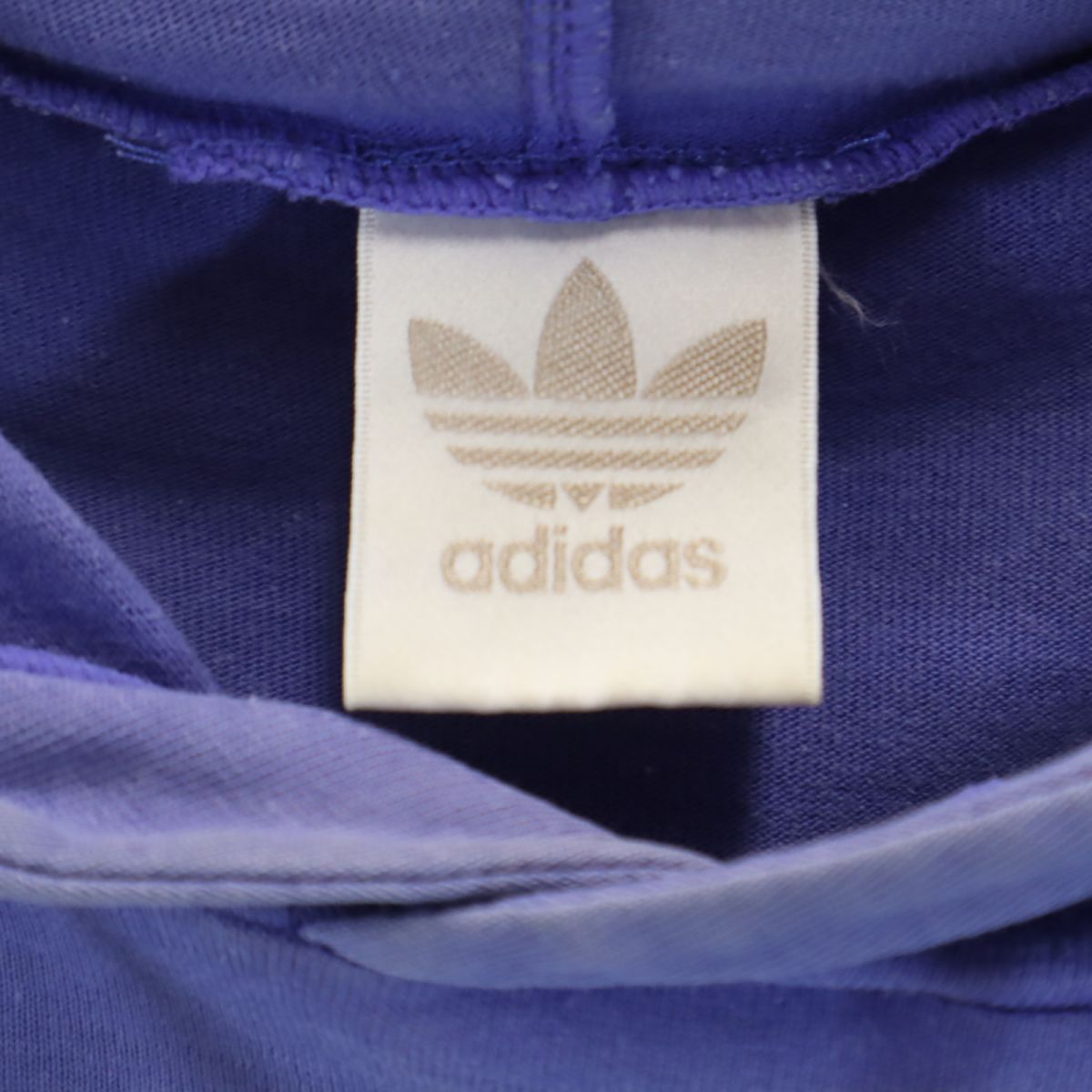 adidas アディダス 80s デサント製 ヴィンテージ トレフォイルロゴ 長袖 パーカー L-O ブルー系 メンズ