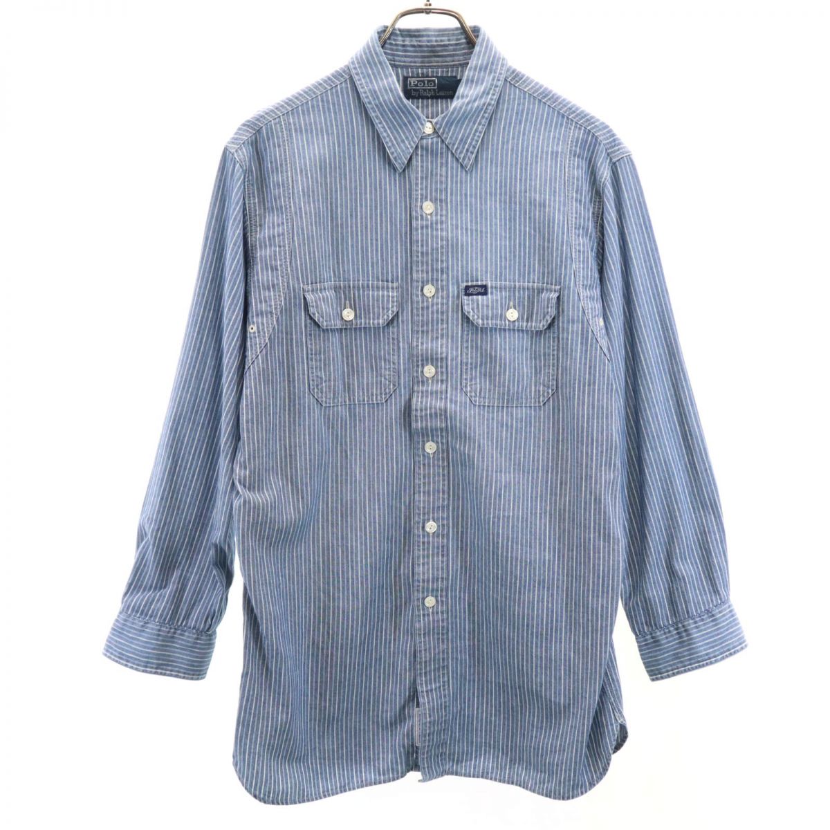 ポロバイラルフローレン ストライプ柄 長袖 シャツ M ネイビー系 Polo by Ralph Lauren メンズ