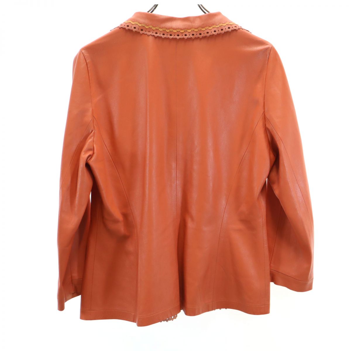 Rufus イタリア製 本革 レザー テーラードジャケット 46 オレンジ Rufus レディース