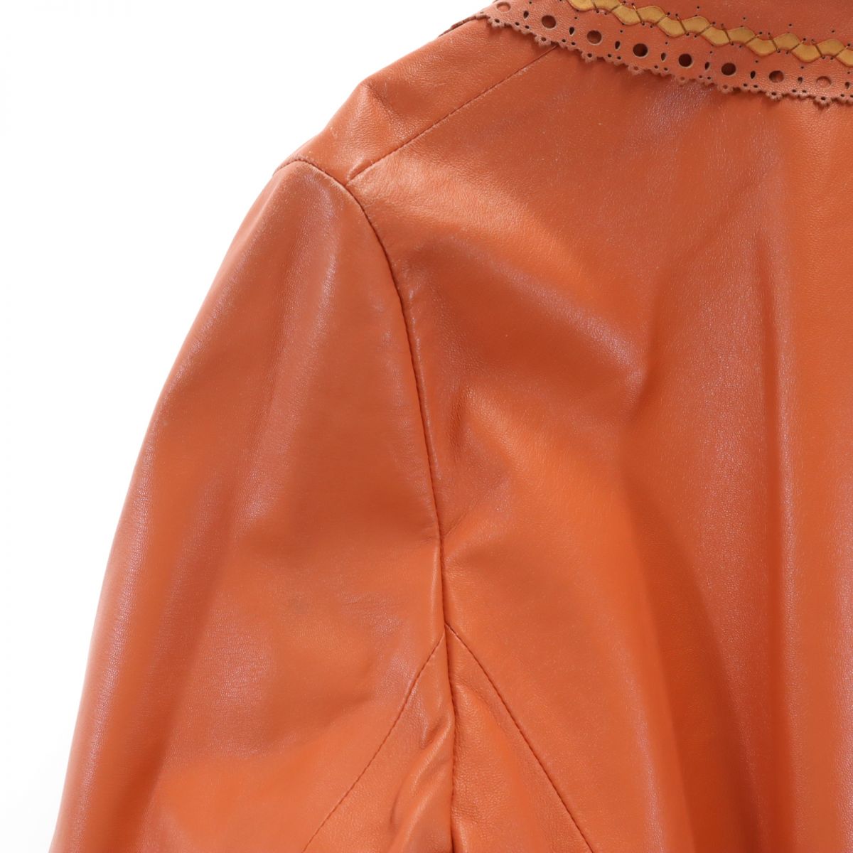 Rufus イタリア製 本革 レザー テーラードジャケット 46 オレンジ Rufus レディース