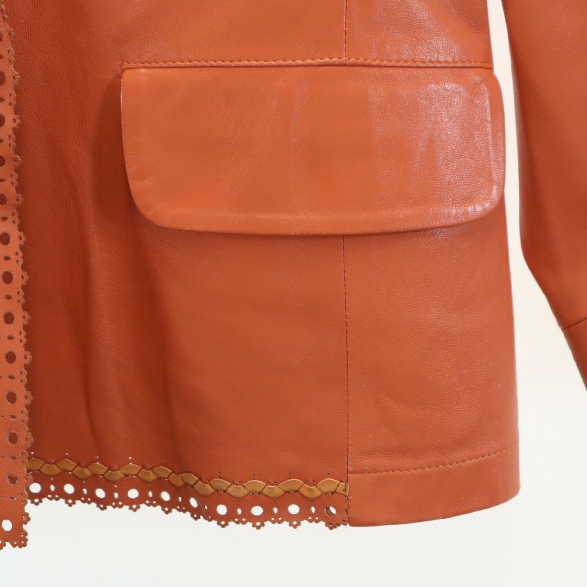 Rufus イタリア製 本革 レザー テーラードジャケット 46 オレンジ Rufus レディース