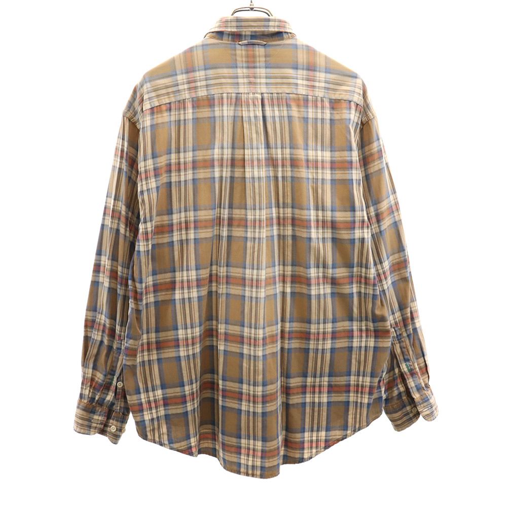TOMMY HILFIGER トミーヒルフィガー 90s オールド フラッグタグ チェック柄 長袖 ボタンダウンシャツ XL ブラウン系 メンズ