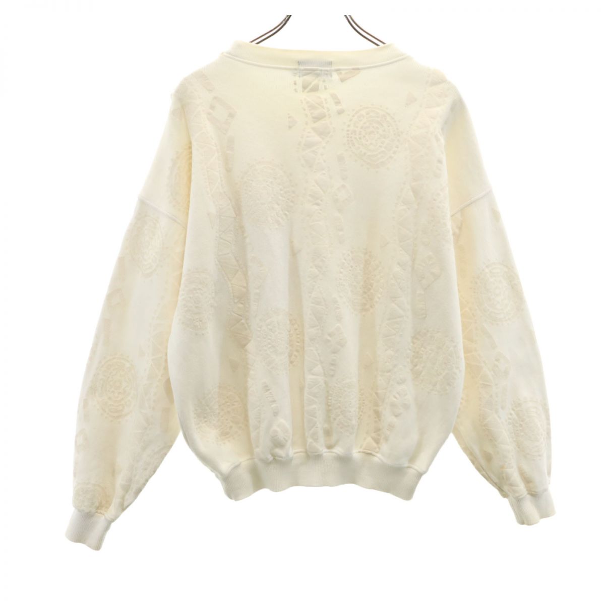 santa fe サンタフェ 日本製 総柄 長袖 トレーナー 3 ホワイト系 メンズ