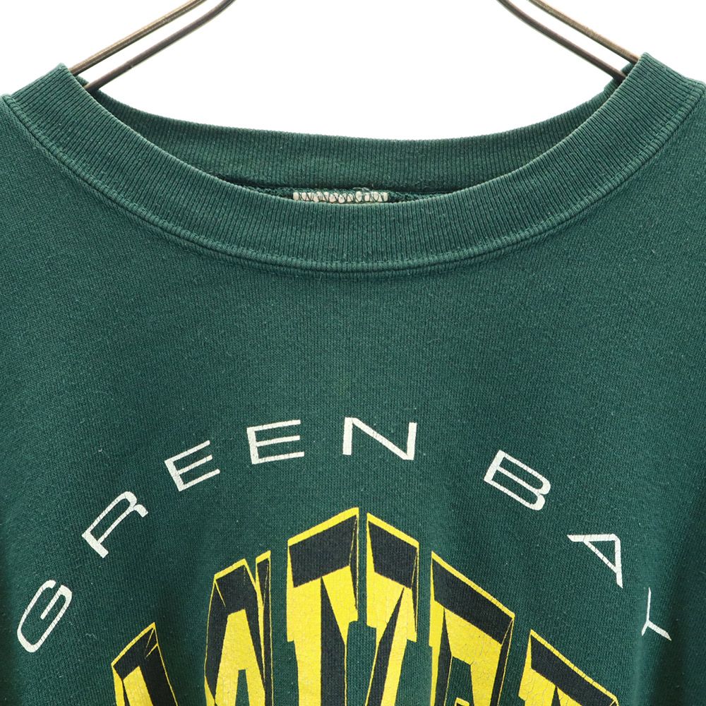 NUTMEG ナツメグ 90s オールド パッカーズ 長袖 トレーナー XL グリーン系 スウェット 裏起毛 メンズ