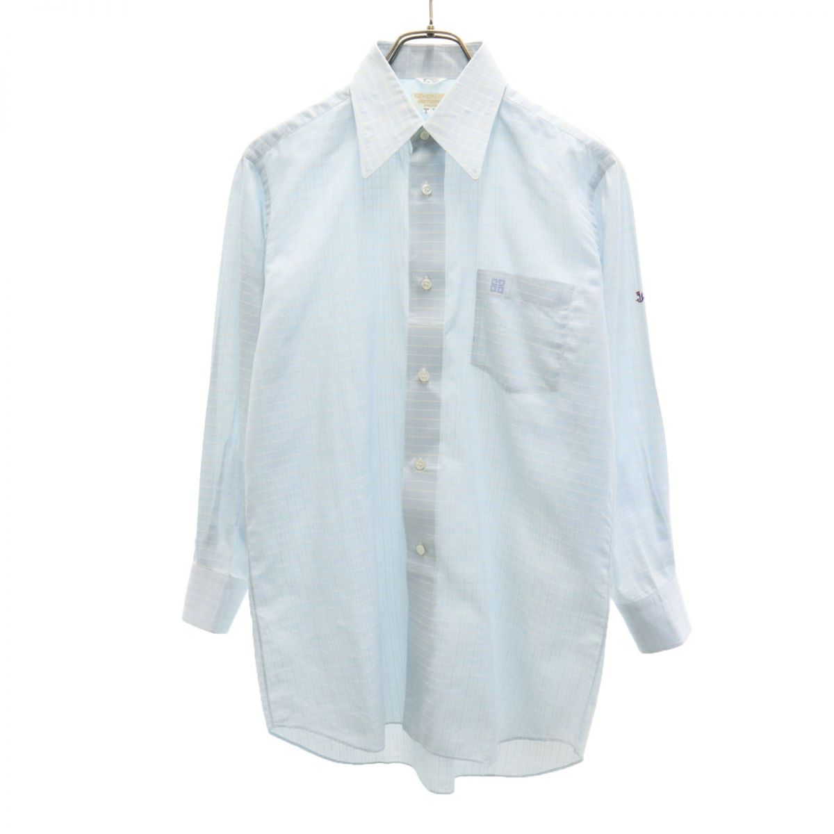 GIVENCHY ジバンシィ ジェントルマン チェック柄 長袖 ワイシャツ ブルー系 GENTLEMAN PARIS メンズ