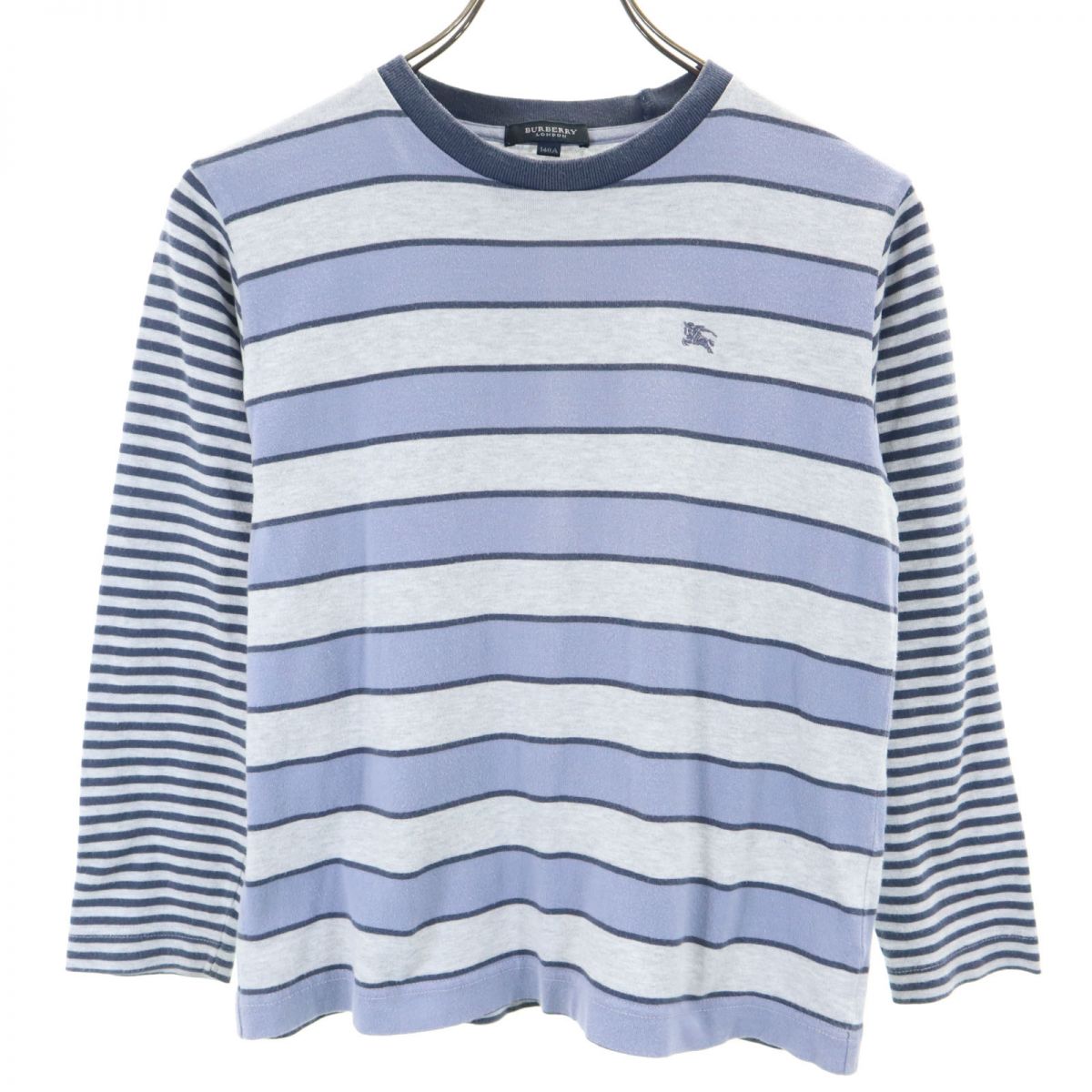 BURBERRY バーバリー 三陽商会 日本製 ボーダー柄 長袖 Tシャツ 140A グレー系 ロンT キッズ