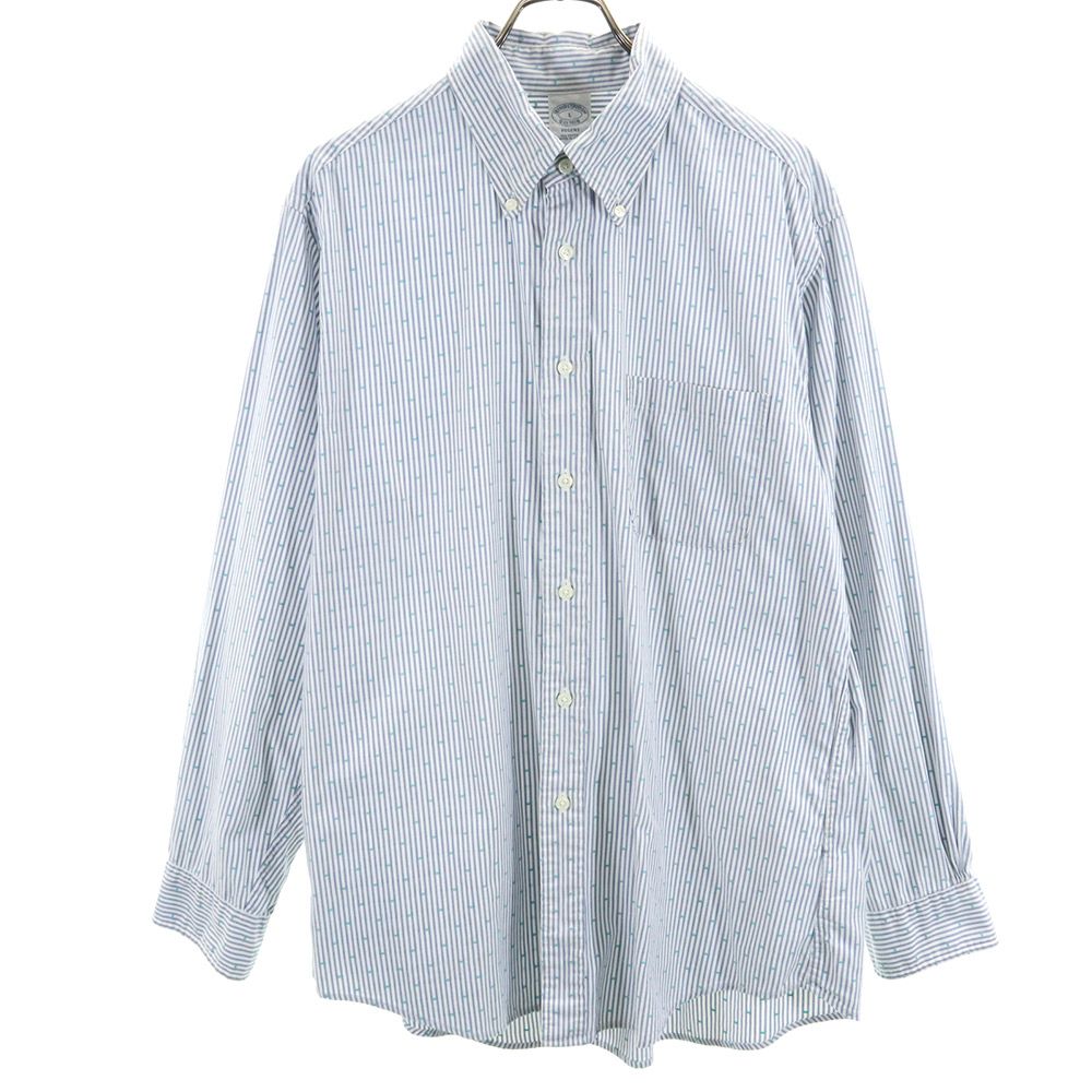 ブルックスブラザーズ ストライプ 長袖 ボタンダウンシャツ L ブルー系 Brooks Brothers メンズ