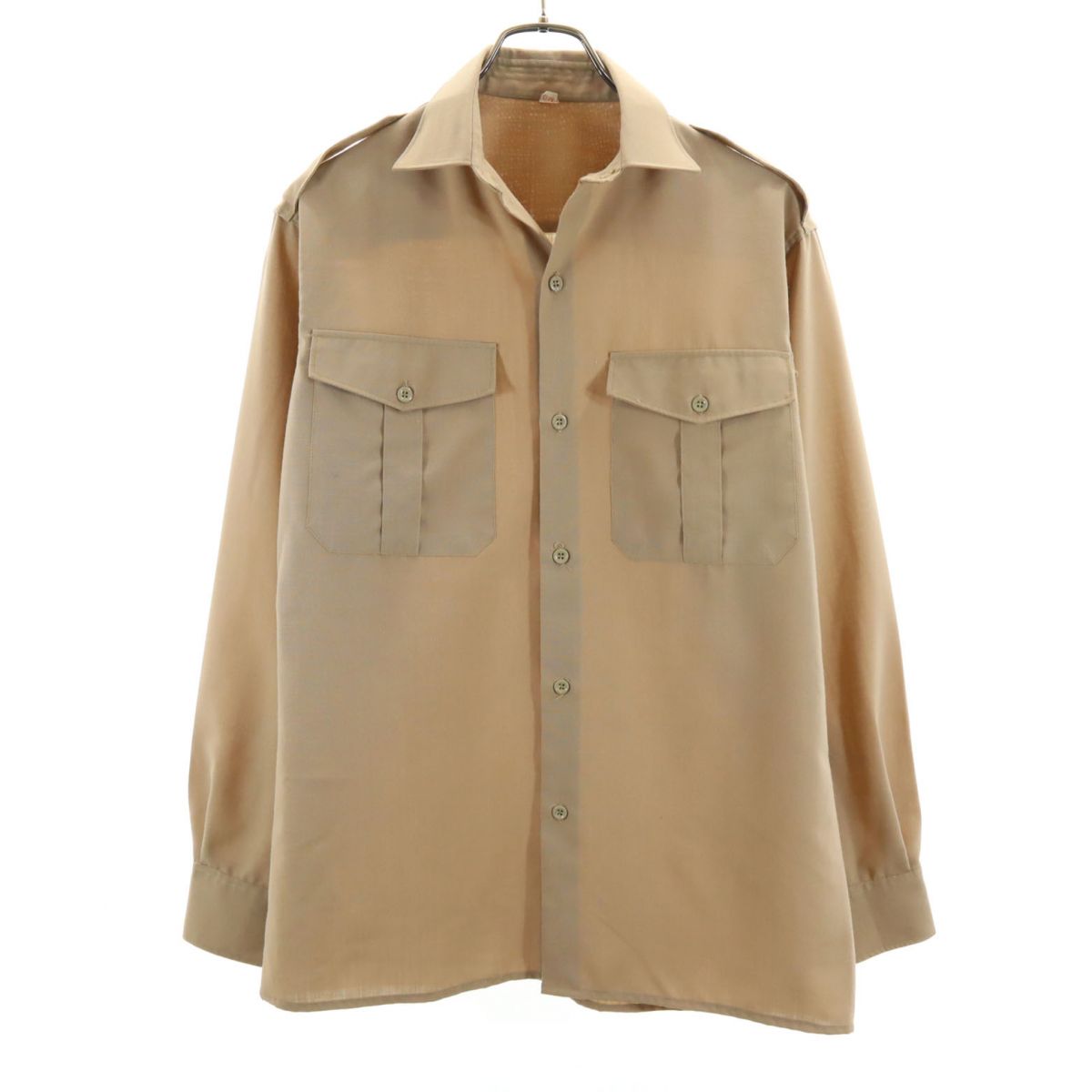 FRENCH ARMY フランス軍 70s J.VEYRIER&C ヴィンテージ 長袖 ミリタリーシャツ 38GM ベージュ メンズ