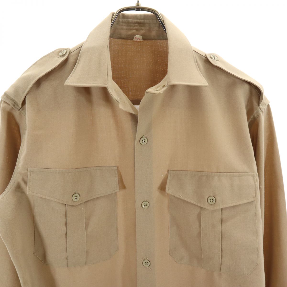 FRENCH ARMY フランス軍 70s J.VEYRIER&C ヴィンテージ 長袖 ミリタリーシャツ 38GM ベージュ メンズ