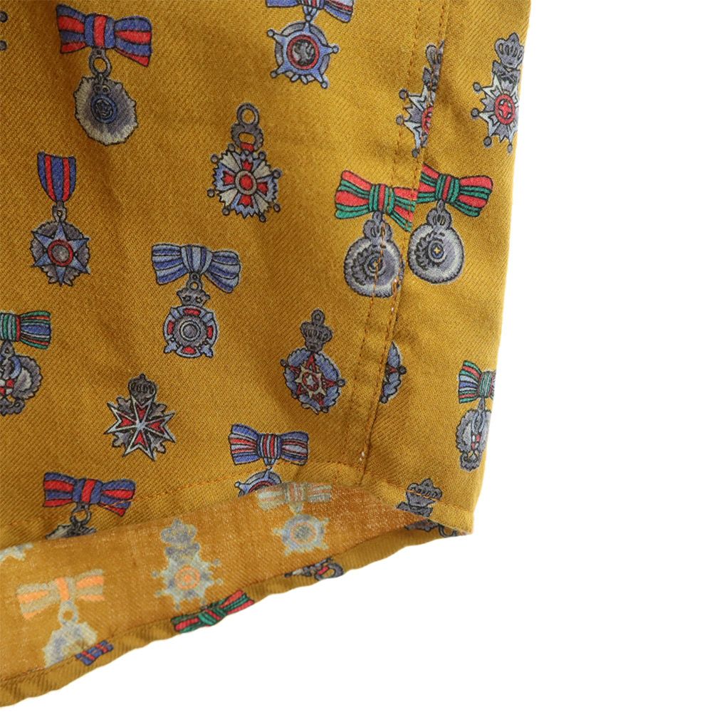 アイスバーグ イタリア製 総柄 長袖 ボタンダウンシャツ M イエロー系 ICEBERG メンズ