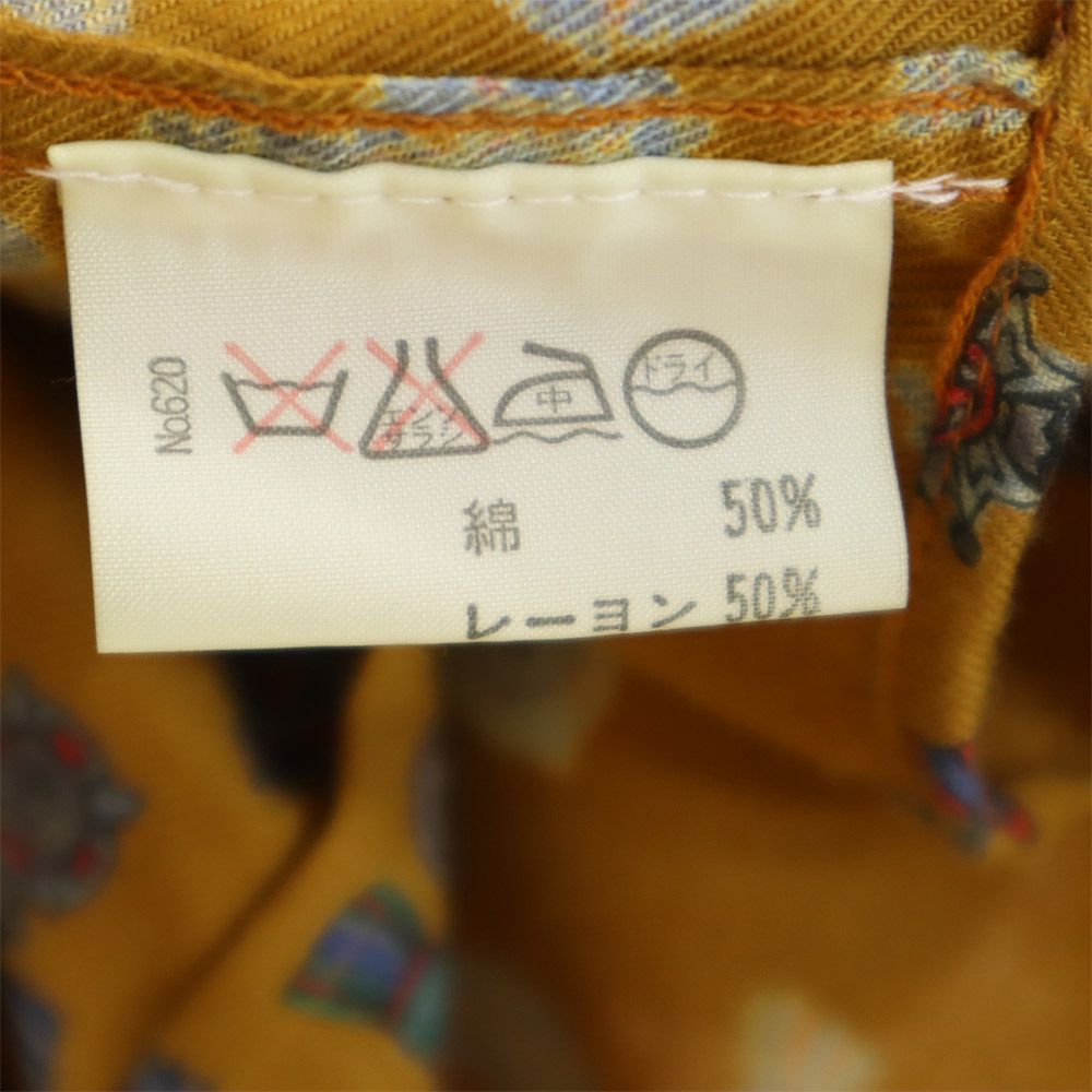 アイスバーグ イタリア製 総柄 長袖 ボタンダウンシャツ M イエロー系 ICEBERG メンズ