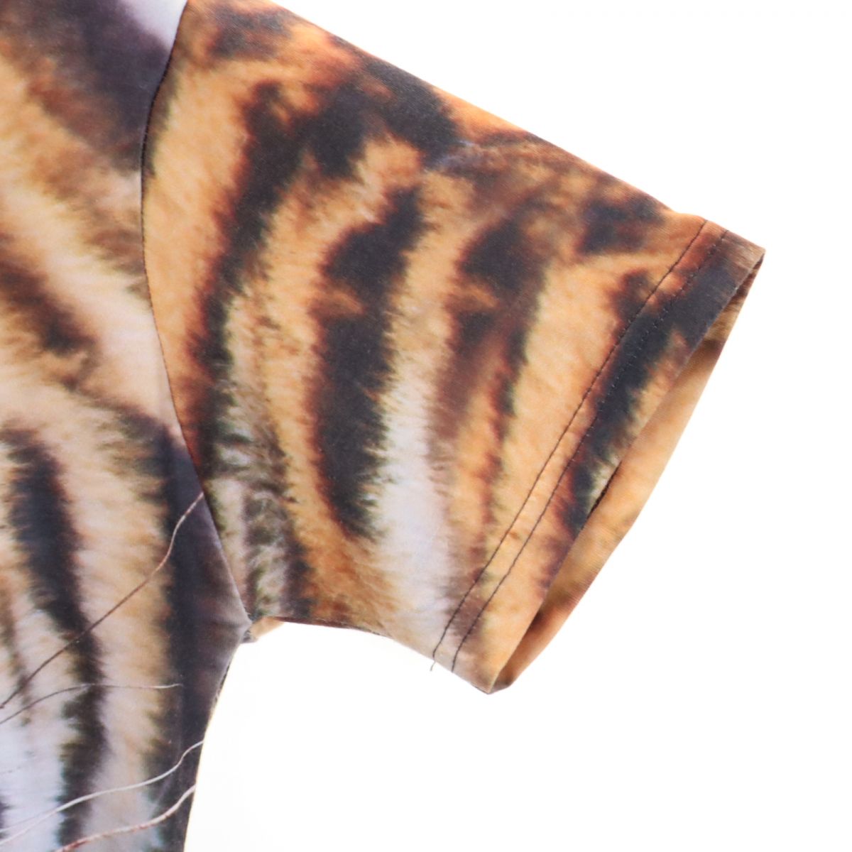 GLAENOHY 虎プリント 半袖 Tシャツ M ブラウン系 ストレッチ メンズ