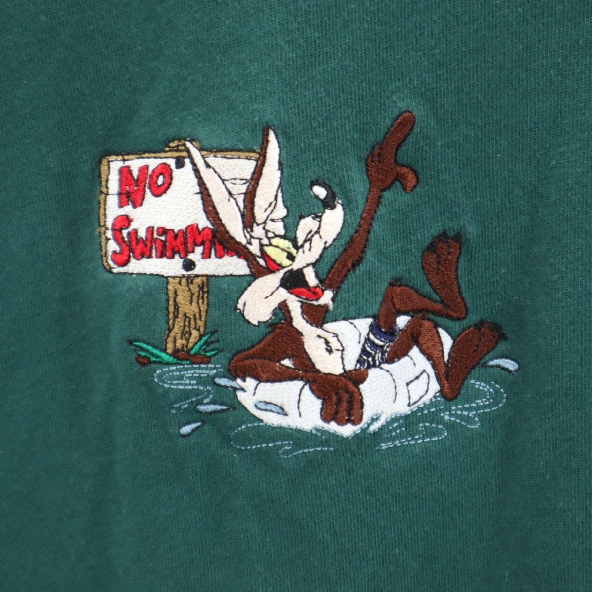 ACME KIDS ワーナーブラザーズ ルーニーチューンズ刺繍 半袖 Tシャツ M グリーン 胸ポケット キッズ