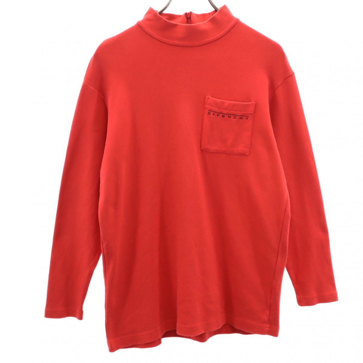 GIVENCHY ジバンシィ 日本製 長袖 ハイネック Tシャツ 9号 レッド レディース