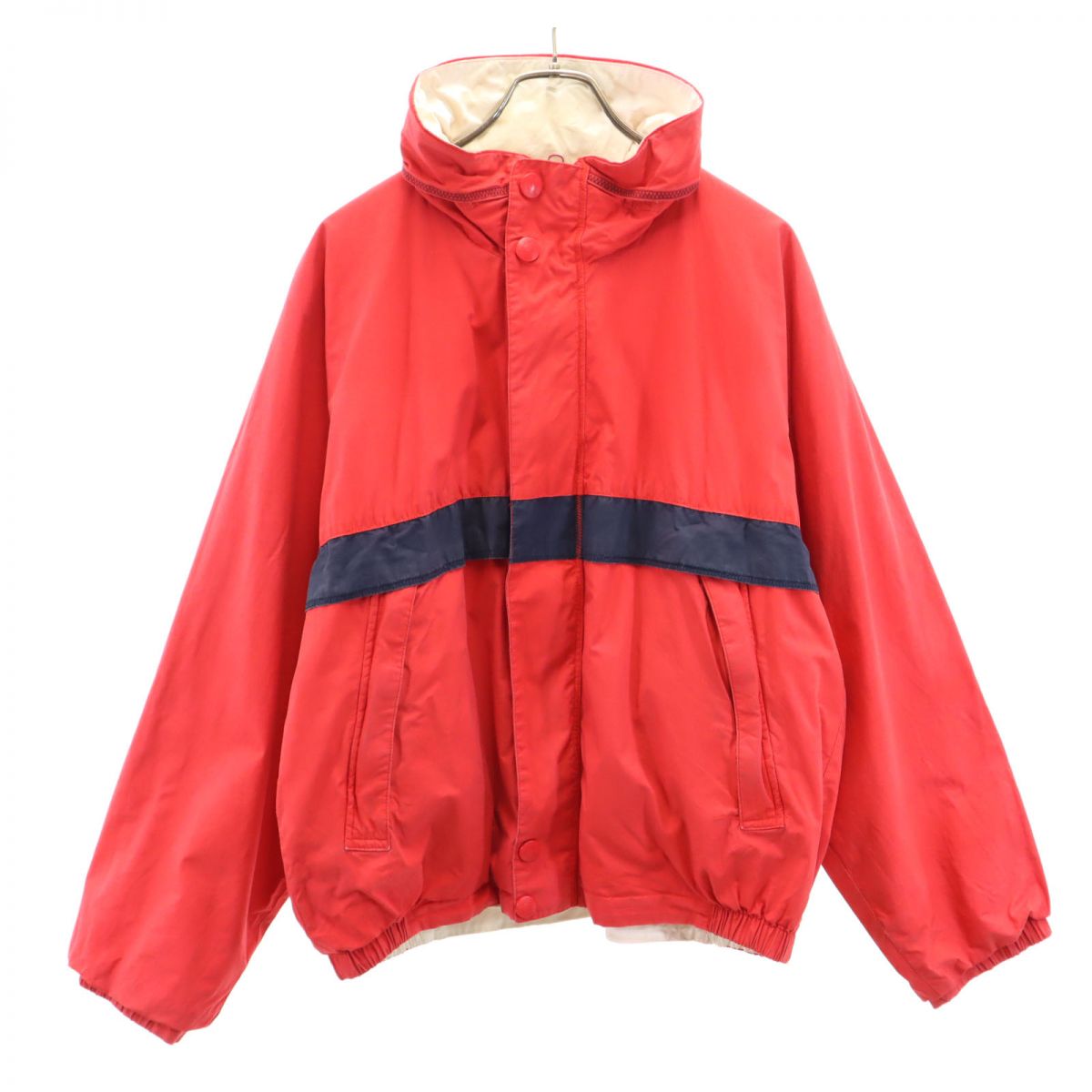 NAUTICA ノーティカ 90s オールド フラッグタグ リバーシブル ジップジャケット L レッド×ホワイト メンズ