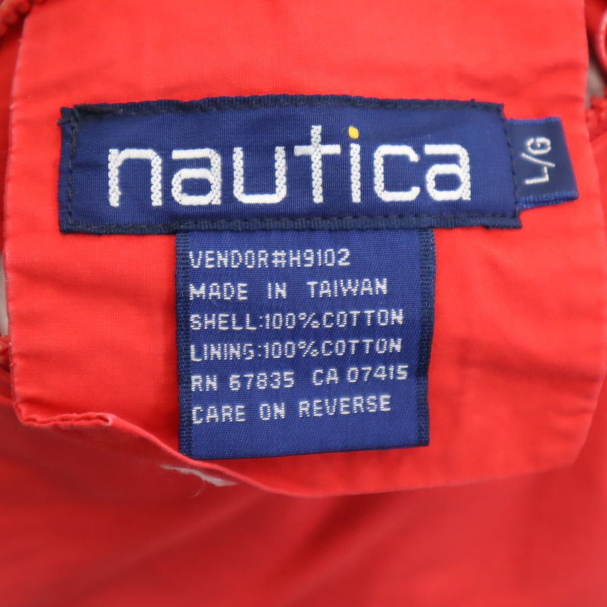 NAUTICA ノーティカ 90s オールド フラッグタグ リバーシブル ジップジャケット L レッド×ホワイト メンズ