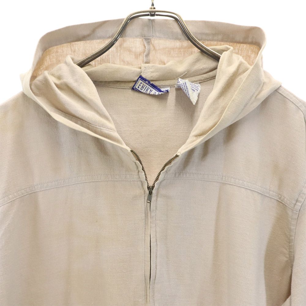 ERIKA&CO 80s 90s オールド 長袖 リネンブレンド ジップパーカー M ベージュ ERIKA&CO メンズ