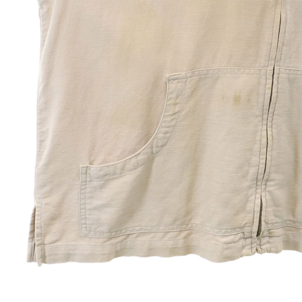 ERIKA&CO 80s 90s オールド 長袖 リネンブレンド ジップパーカー M ベージュ ERIKA&CO メンズ