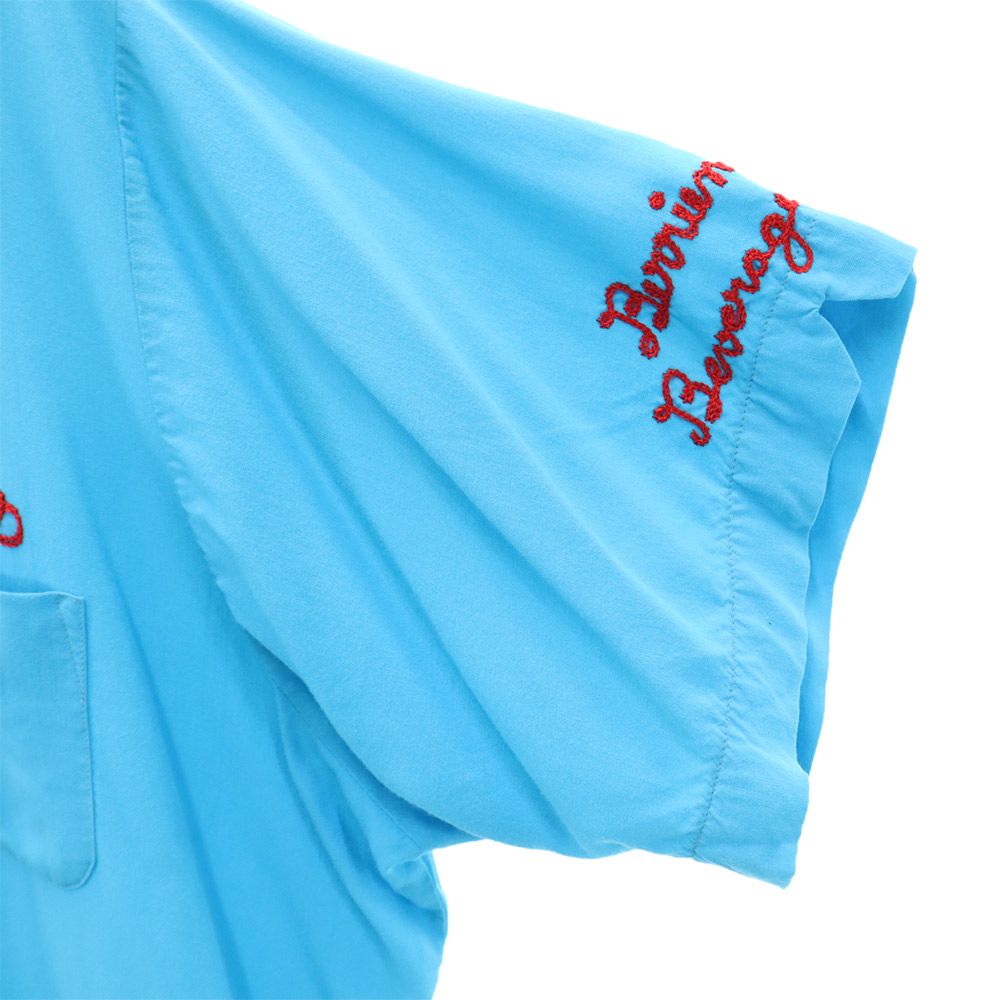 キングルイ 70s USA製 ヴィンテージ ボーリングシャツ 半袖 オープンカラー シャツ L ブルー系 KING LOUIE メンズ