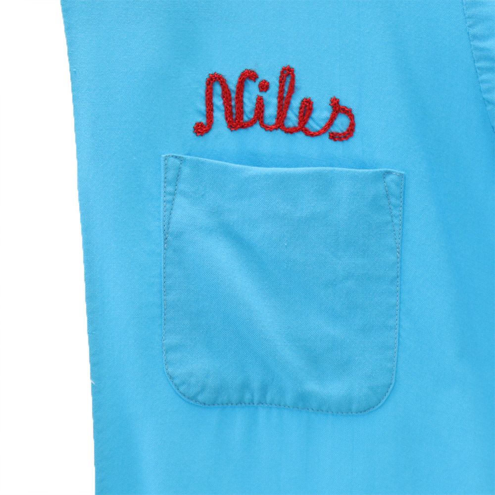 キングルイ 70s USA製 ヴィンテージ ボーリングシャツ 半袖 オープンカラー シャツ L ブルー系 KING LOUIE メンズ