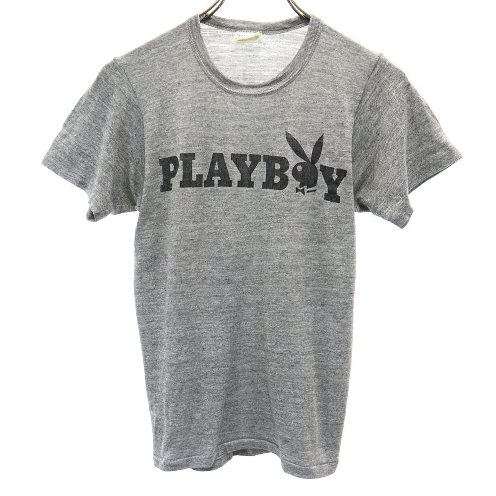 PLAYBOY プレイボーイ 80s ヴィンテージ プリント 半袖 Tシャツ S グレー系 メンズ