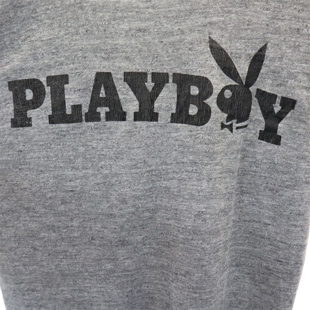 PLAYBOY プレイボーイ 80s ヴィンテージ プリント 半袖 Tシャツ S グレー系 メンズ