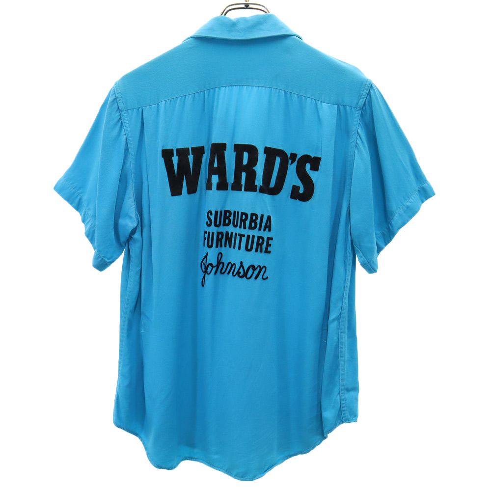 ナットナスト 60s 70s ヴィンテージ ボーリングシャツ バックプリント 半袖 オープンカラーシャツ ブルー NAT NAST 刺繍 メンズ