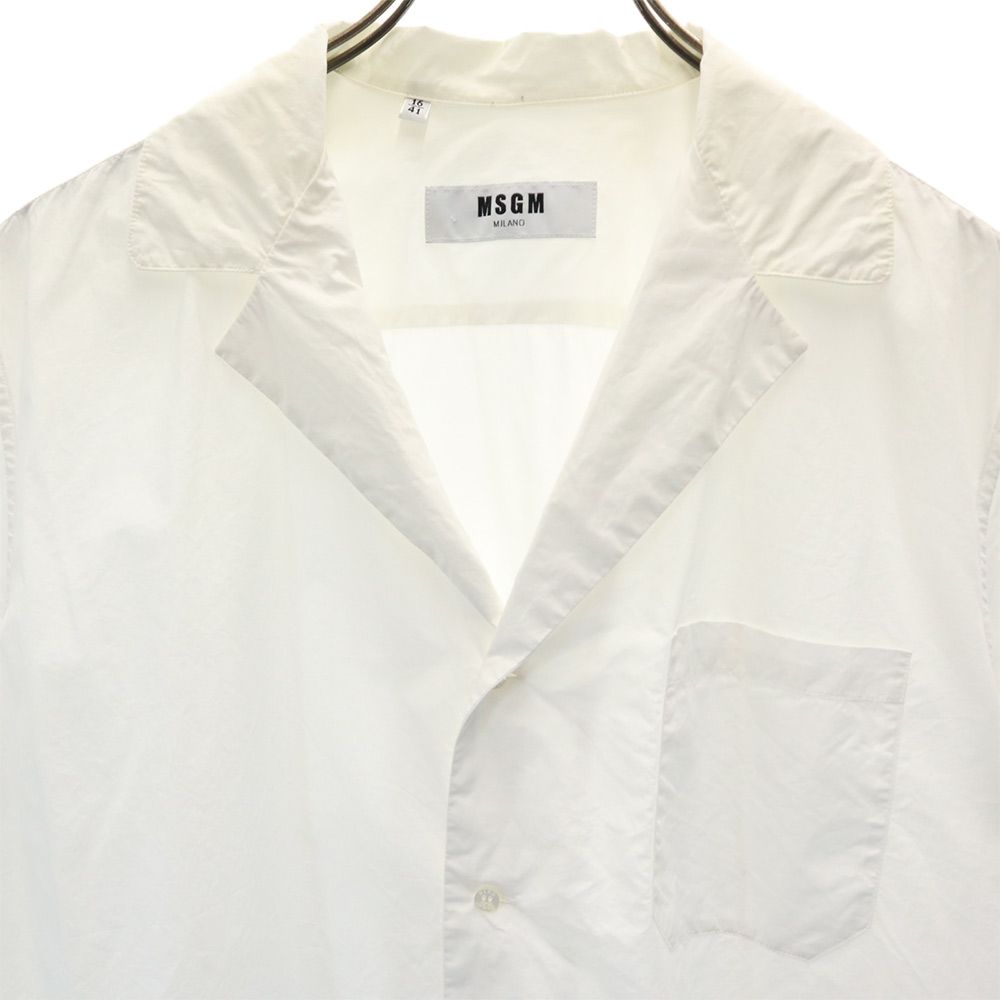 MSGM エムエスジーエム 半袖 裾切替 オープンカラーシャツ 16/41 ホワイト系 メンズ