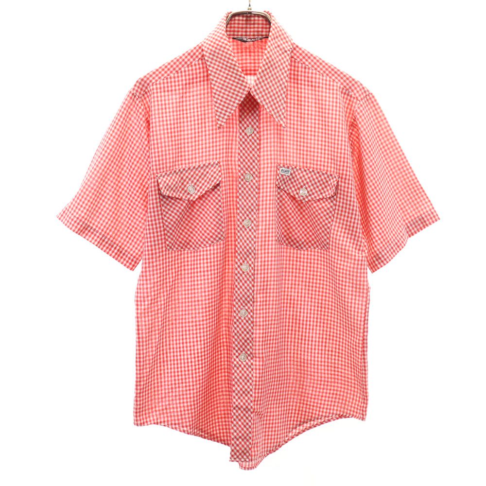 esprit by CAMPUS 70s USA製 ヴィンテージ ギンガムチェック柄 半袖 シャツ M 赤 メンズ