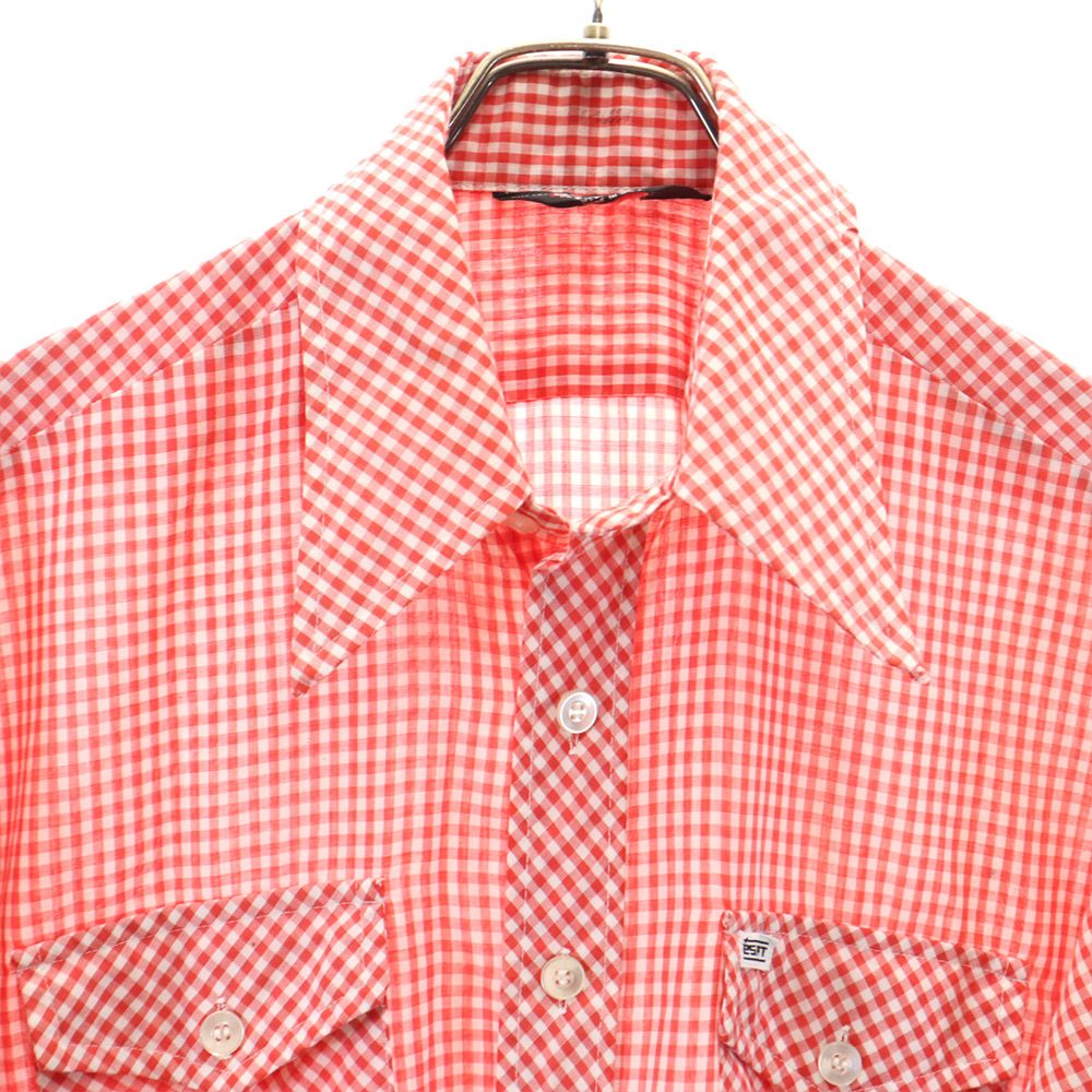 esprit by CAMPUS 70s USA製 ヴィンテージ ギンガムチェック柄 半袖 シャツ M 赤 メンズ