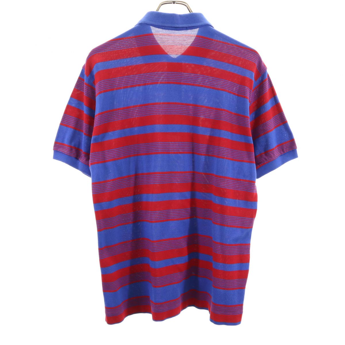 YVES SAINT LAURENT イヴサンローラン 日本製 ボーダー柄 半袖 ポロシャツ LA 赤×ネイビー 鹿の子地 メンズ