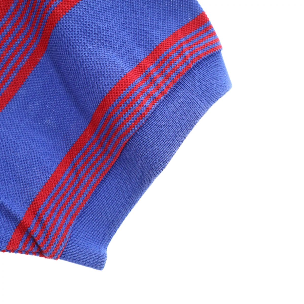 YVES SAINT LAURENT イヴサンローラン 日本製 ボーダー柄 半袖 ポロシャツ LA 赤×ネイビー 鹿の子地 メンズ