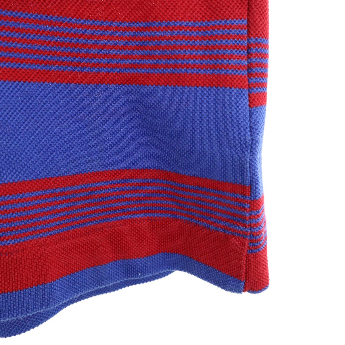 YVES SAINT LAURENT イヴサンローラン 日本製 ボーダー柄 半袖 ポロシャツ LA 赤×ネイビー 鹿の子地 メンズ