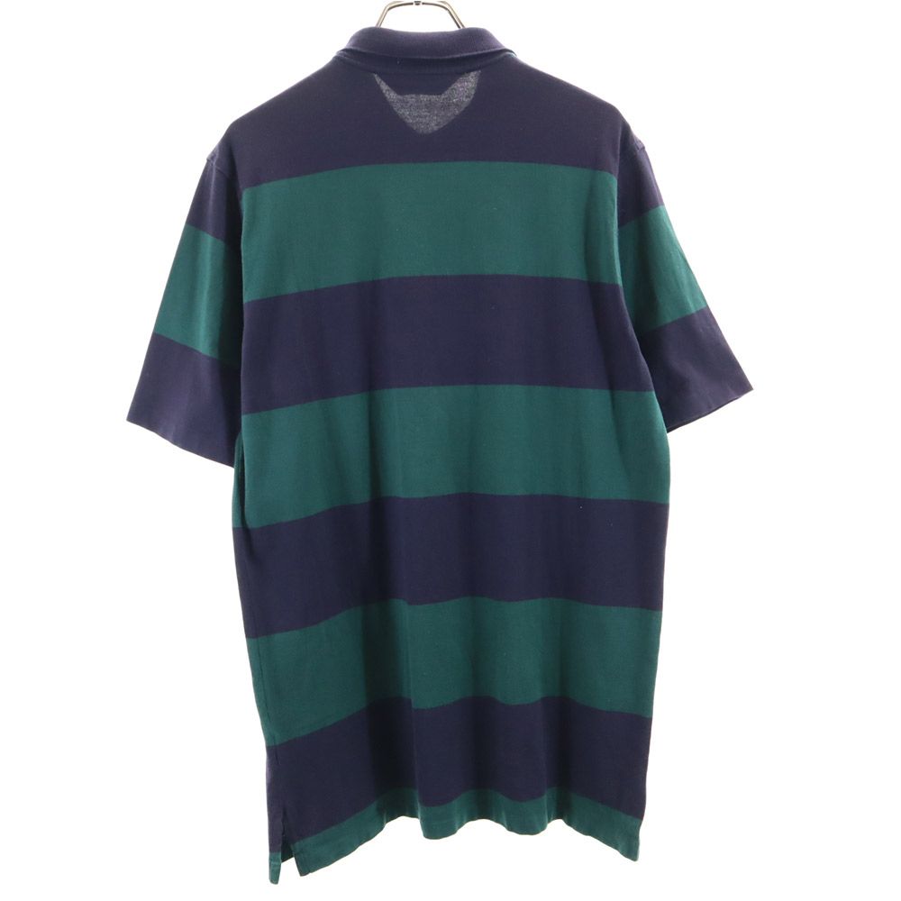 Burberrys バーバリーズ 90s USA製 オールド ボーダー柄 半袖 ポロシャツ L ネイビー×グリーン メンズ
