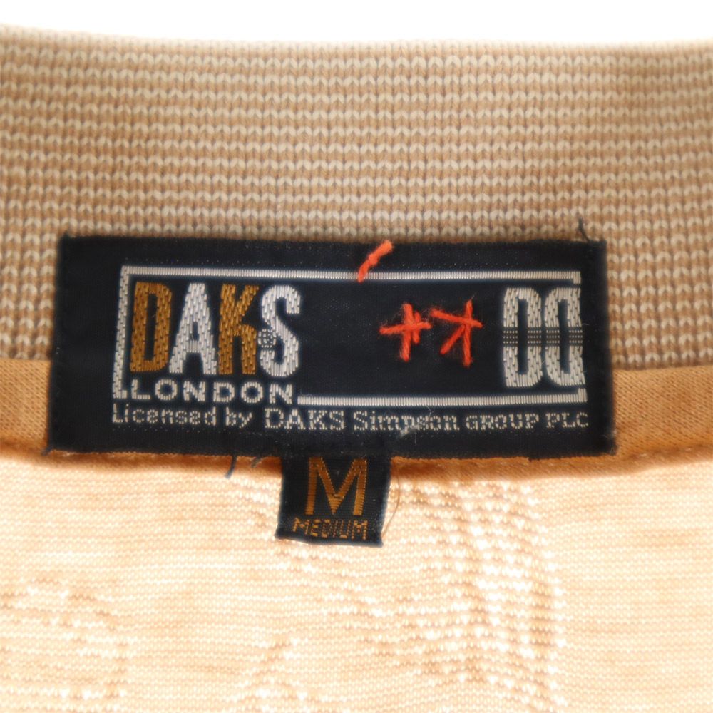 ダックス 日本製 総柄 半袖 ポロシャツ M ベージュ DAKS メンズ