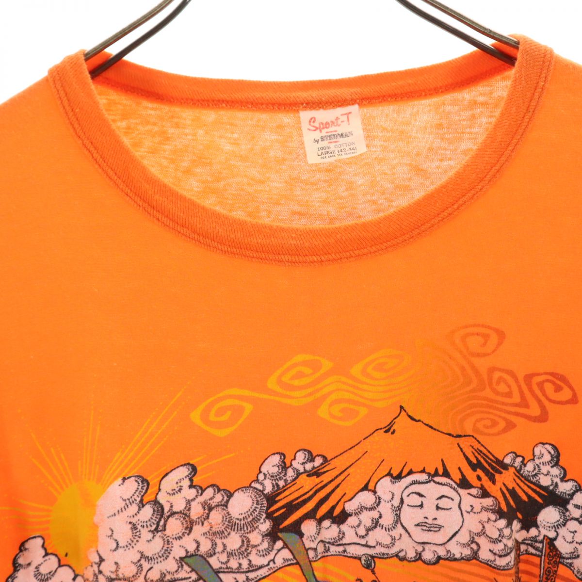 ステッドマン 80s ヴィンテージ プリント 半袖 Tシャツ L オレンジ STEDMAN メンズ