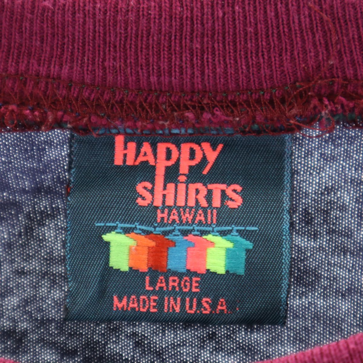 HAPPY SHIRTS 90s USA製 オールド 半袖 Tシャツ L ネイビー系 メンズ
