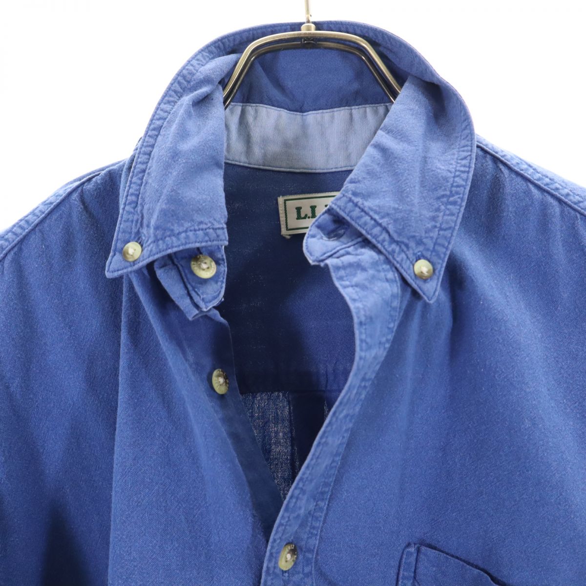 エルエルビーン 80s アウトドア ヴィンテージ カナダ製 半袖 ボタンダウンシャツ S ブルー L.L.Bean メンズ