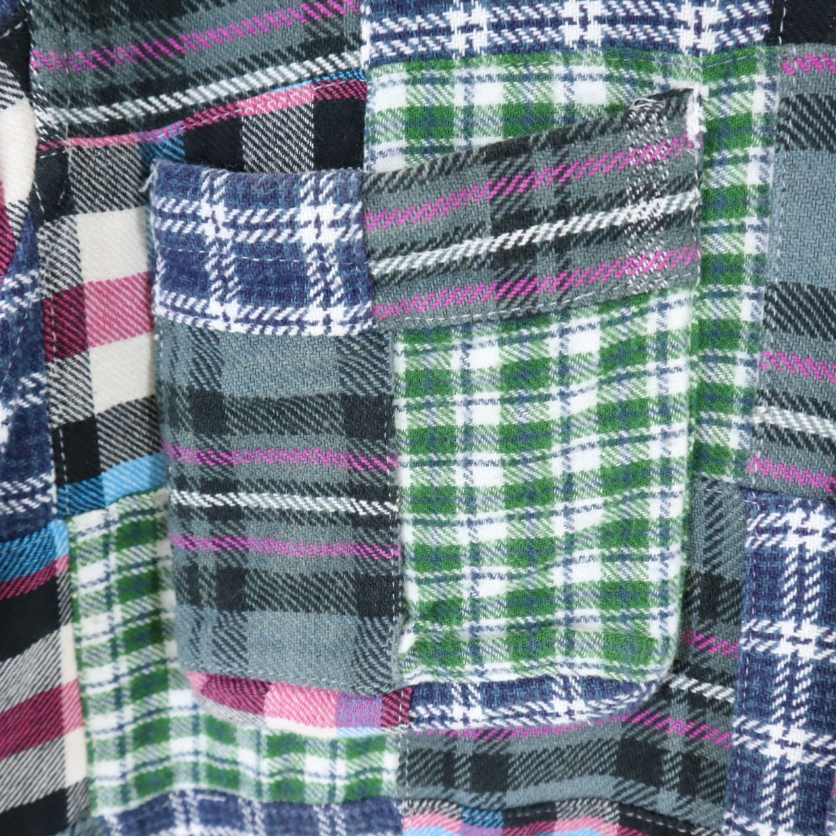 NEIGHBORHOOD ネイバーフッド 半袖 パッチワーク チェックシャツ S ブルー系 レディース