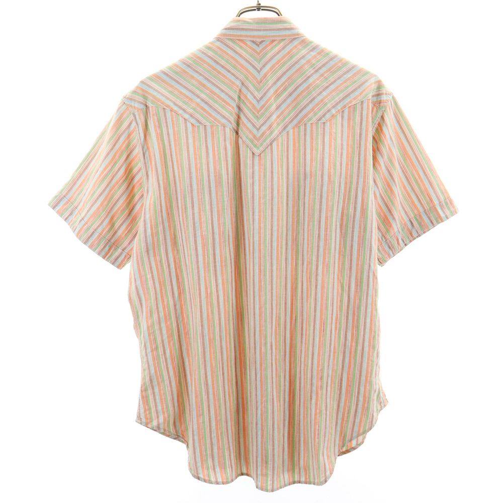SUGAR CANE シュガーケーン 東洋エンタープライズ ストライプ柄 半袖 ウエスタンシャツ M オレンジ系 メンズ