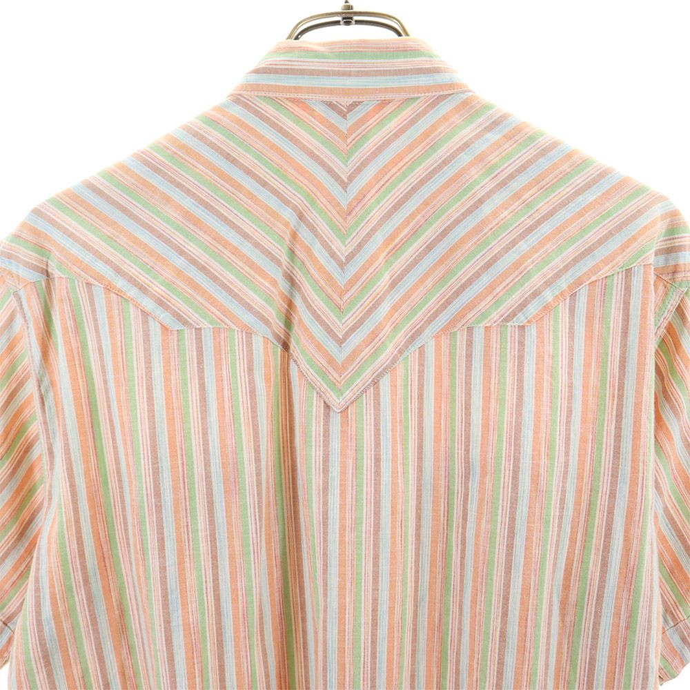 SUGAR CANE シュガーケーン 東洋エンタープライズ ストライプ柄 半袖 ウエスタンシャツ M オレンジ系 メンズ