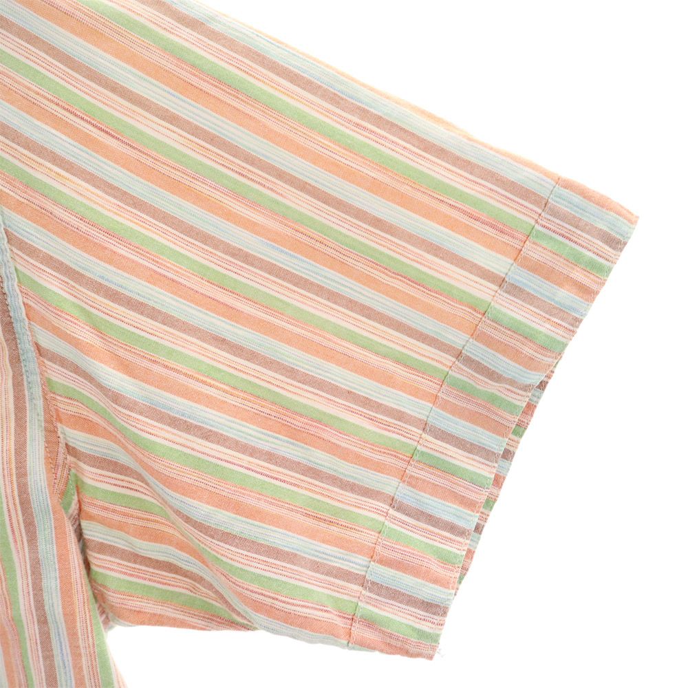 SUGAR CANE シュガーケーン 東洋エンタープライズ ストライプ柄 半袖 ウエスタンシャツ M オレンジ系 メンズ